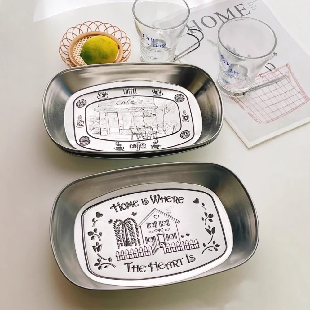 2PCS Vintage American Tin Tray - Food And Snacks For Picnic 评论和价格