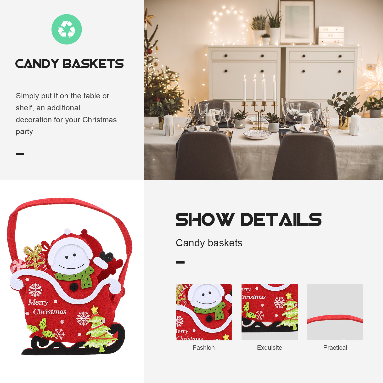 1Pcs Christmas Candy Basket Xm - Xmas Food Snacks 评论和价格