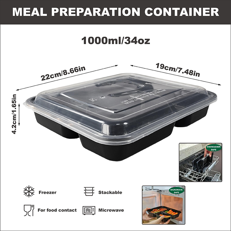 3-Compartment 34 Oz/1000 Ml, 1 - Food And Snacks For Picnic 评论和价格